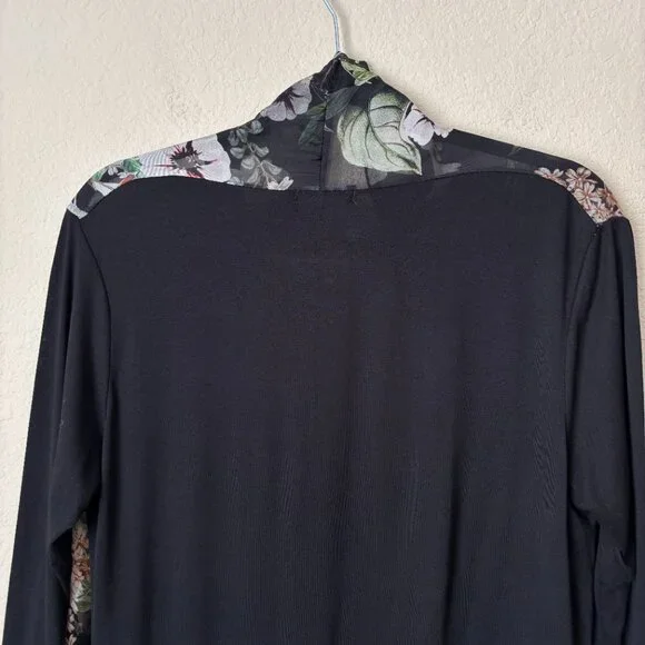M Made in Italy Silk Floral Sheer Longline Open Front Lightweight Cardigan - Picture 12 of 13